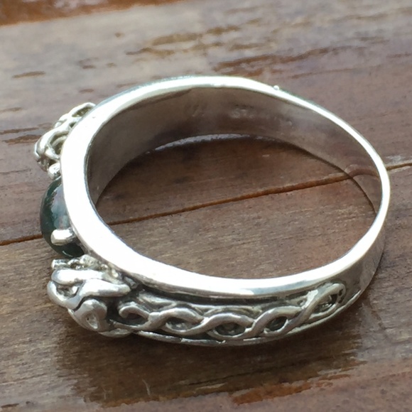 LION head Ring .925 Sterling Silver w/ genuine Bloodstone gem Celtic Lion USA - Picture 4 of 10